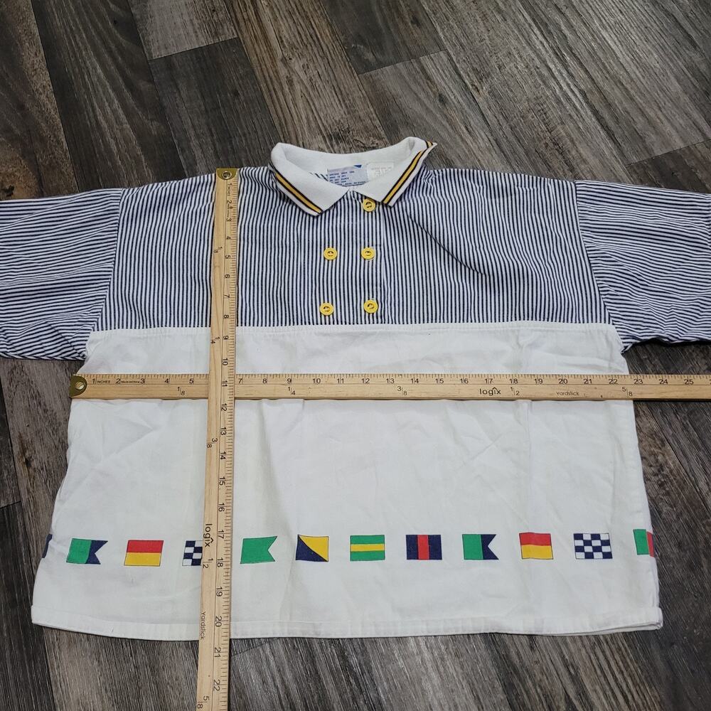 Vintage 80’s Hangten‎ Sailor Cropped Blouse Sz L USA TAG Chic Classy Indie